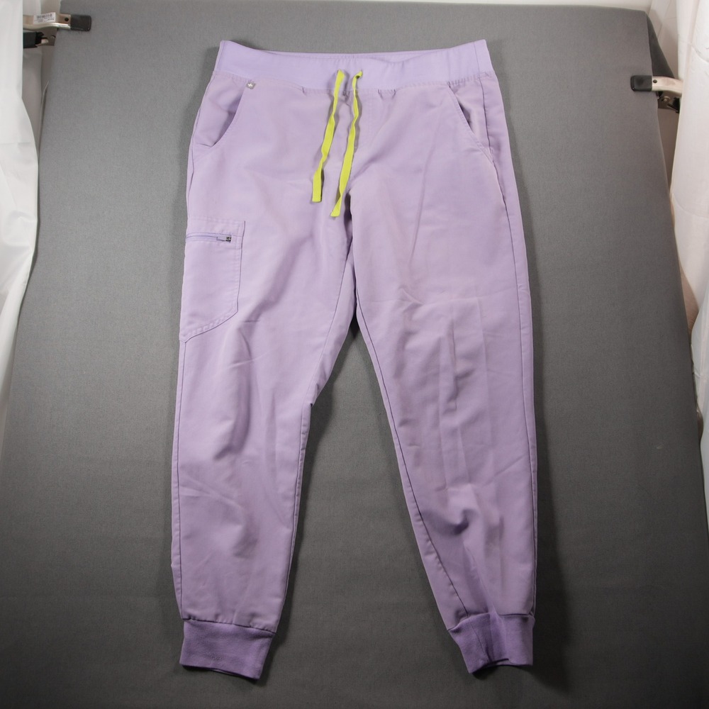 FIGS Zamorra Jogger Women Scrub Pants L Work Medical Purple Yelllow Drawstring - Picture 3 of 13